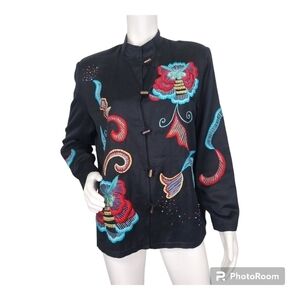 Alex Kim Boho Embroidered Black Jacket Size L